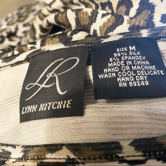 Lynn Ritchie Silk Cheetah Print Long Sleeve Top M - Picture 3 of 3